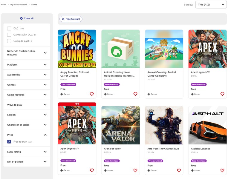 Nintendo eShop - darmowe gry na start (źródło obrazu: zrzut ekranu, Nintendo eShop)