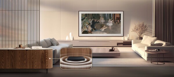 Bezprzewodowa skrzynka One Connect Box Frame Pro umożliwia konfigurację bez bałaganu.