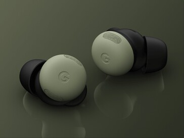 Słuchawki Pixel Buds 2 Pro w kolorze zielonym „Moss green”.