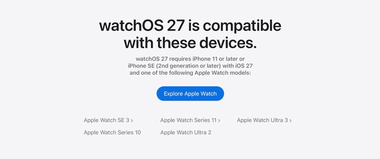 watchOS 27 jest kompatybilny tylko z kilkoma smartwatchami.