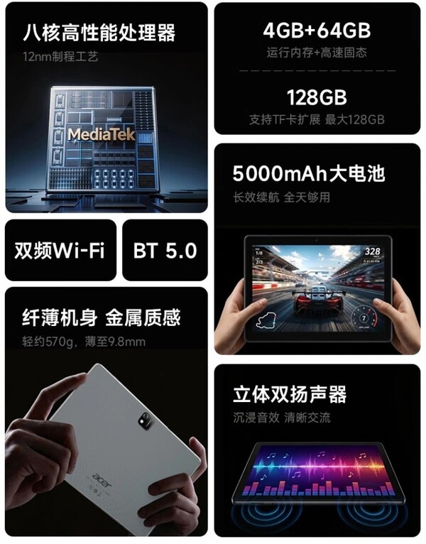 Acer A312 Pad jest napędzany starym chipsetem MediaTek.