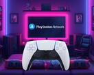 Pokazano kontroler DualSense do konsoli PS5 podczas logowania się do sieci PSN