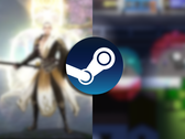 Logo Steam nałożone na dwa niewyraźne zrzuty ekranu z gier Beat Survival i Celestial Bond.