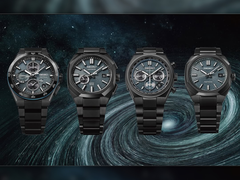 Od lewej do prawej - Seiko Astron SSH187, SSJ039, SBXY105 i SBXY107 - na zdjęciu na tle wirującej galaktyki. (Źródło zdjęcia: @plus9time na Instagramie)