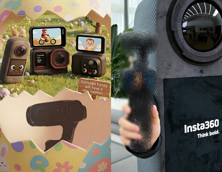 Insta360 z podwójnymi kamerami (po lewej), zwiastun Insta360 w pełnym rozmiarze (po prawej).