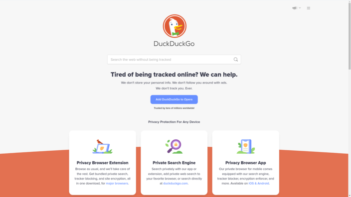 DuckDuckGo - strona startowa na luty 2023 (Źródło obrazu: własne)