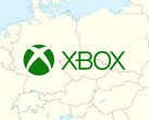Mapa Europy Środkowej z logo Xbox (Źródło obrazu: Microsoft Gaming, Wikimedia Commons: World Data Base II data with edits)