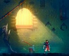 Dead Cells Steam - zrzut ekranu z postacią stojącą w promieniach słońca w celi więziennej