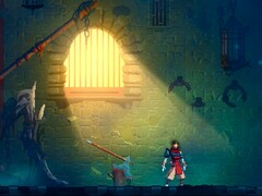 Dead Cells Steam - zrzut ekranu z postacią stojącą w promieniach słońca w celi więziennej