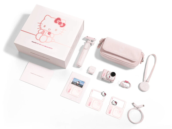 Insta360 Go Ultra Hello Kitty Edition posiada różowe akcesoria.