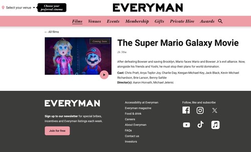 Kino Everyman Super Mario Galaxy Opis filmu