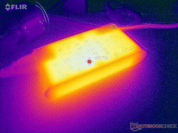 Zasilacz AC może osiągnąć temperaturę ponad 47 C podczas pracy z wymagającymi obciążeniami