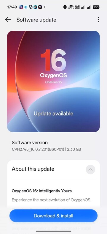 OxygenOS 16.0.7.201 OTA na OnePlus 15