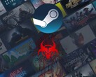 Pokazano baner Steam z logo złośliwego oprogramowania