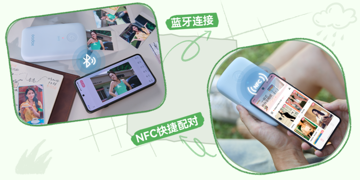 Urządzenie łączy się przez Bluetooth z funkcją NFC „tap-to-pair” i jest sterowane za pomocą aplikacji Godox Cam, która zawiera narzędzie do tworzenia zdjęć identyfikacyjnych.
