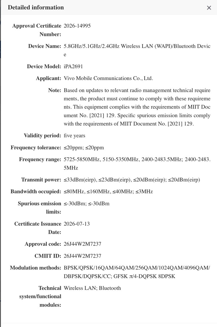 Nowe urządzenie uzyskało certyfikat SRRC; oczekuje się, że będzie to kompaktowy tablet marki iQoo.