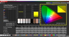 CalMAN ColorChecker (profil kolorów: AdobeRGB, docelowa przestrzeń kolorów: AdobeRGB)