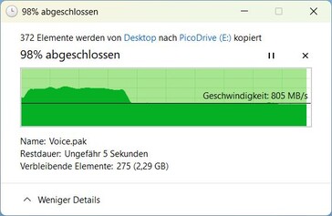 Następnie nadal ok. 800 MB/s