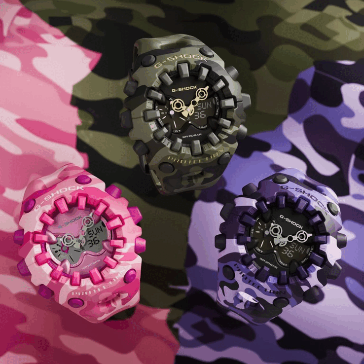 Różowy G-Shock GA-V01MCG-4A i fioletowy GA-V01CMG-6A