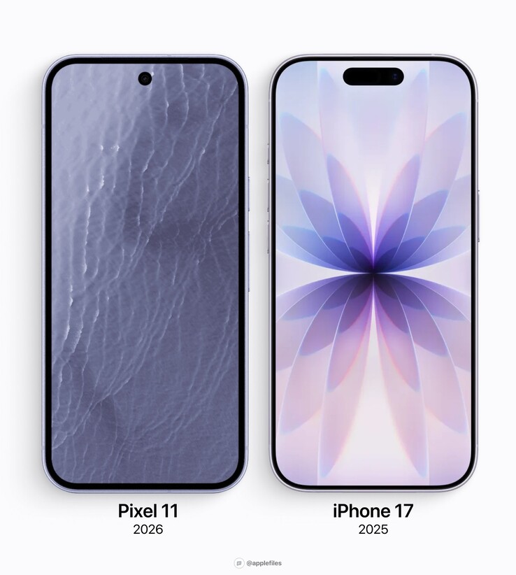 Ramki wyświetlaczy w Google Pixel 11 i Apple iPhone 17.
