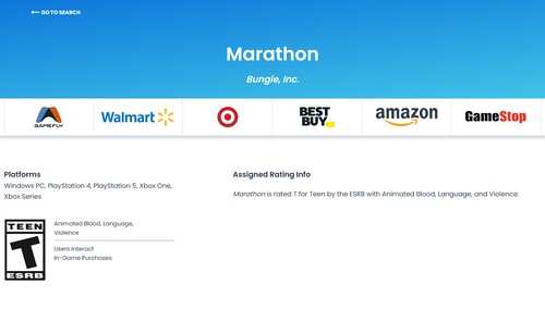 Wyświetlana jest strona klasyfikacji Marathon ESRB