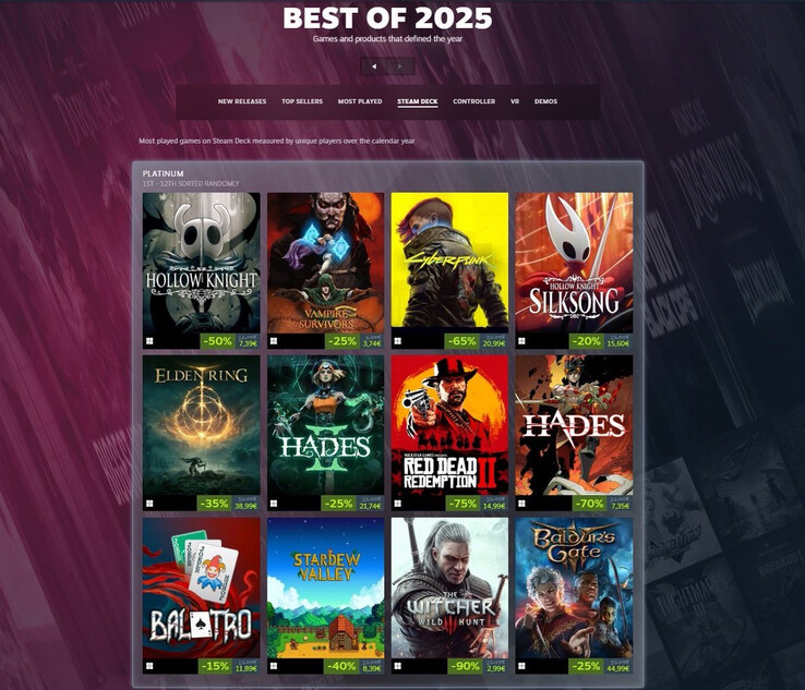 12 najczęściej granych gier Steam Deck w 2025 roku (źródło obrazu: Steam)