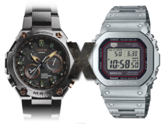 Nowy przeciek Casio MR-G wskazuje na skrzyżowanie tych dwóch światów. Na zdjęciu - Casio MRG-G1000HT-1A po lewej, "X" w środku i Casio MRG-B5000 kwadratowy G-Shock po prawej. (Źródło zdjęcia: Casio - edytowane)