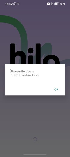 Aplikacja nie uruchomi się bez połączenia z Internetem.