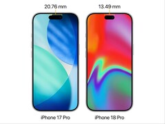 Dynamiczna wyspa iPhone'a 17 Pro vs podobno iPhone 18 Pro.