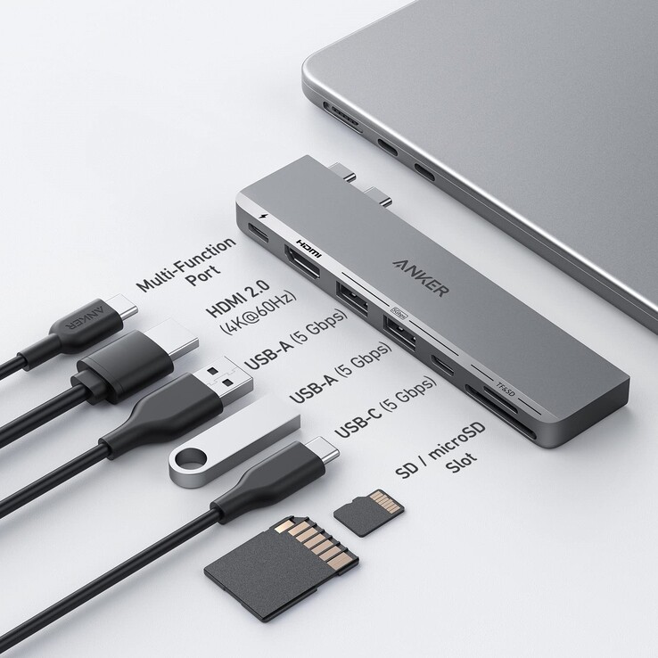 Zaktualizowany koncentrator Anker 547 USB-C (7-w-2, do MacBooka, szary). (Źródło zdjęcia: Anker)