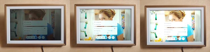 Jasność przy 0%, 50% i 100% w pobliżu zacienionego okna w ciągu dnia. (ISO 100 f/1.6 1/30)