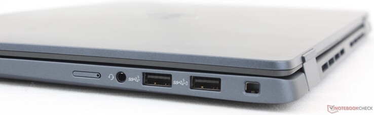 Po prawej: tacka uSIM, zestaw słuchawkowy 3,5 mm, 2x USB-A 3.2 Gen. 1, blokada klinowa