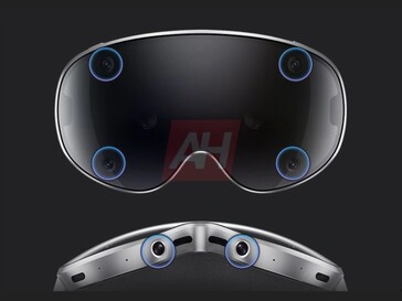 Render przedstawiający kamery śledzące dłonie w zestawie słuchawkowym Galaxy XR. (Źródło obrazu: Android Headlines)