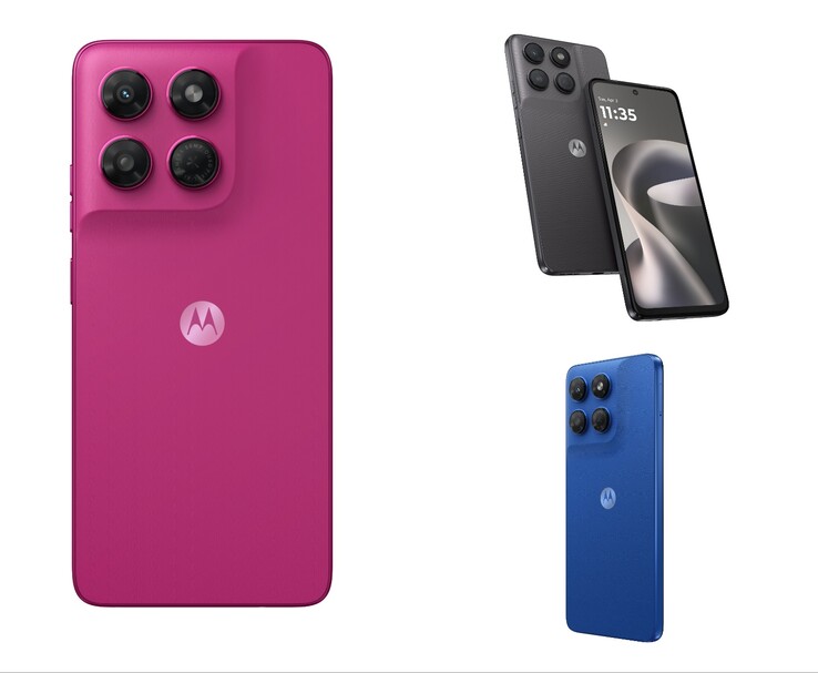 Motorola moto g37 w kolorach Pantone Fuchsia Red, Pantone Impenetrable i Pantone Nautical Blue.