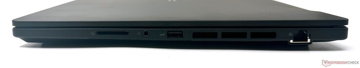 Po prawej stronie: Czytnik kart SD, combo audio jack 3,5 mm, USB 3.2 Gen2 Type-A, 2,5 GbE RJ-45