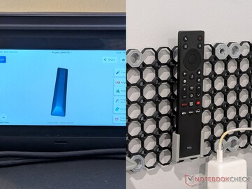 Zeskanowany pilot TCL i uchwyt wydrukowany w 3D.