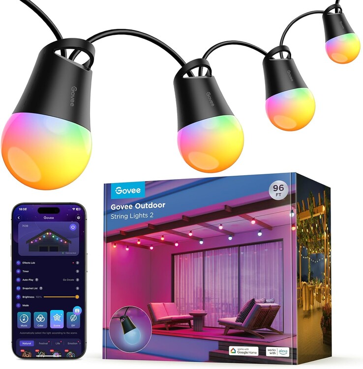 Nowe lampy Govee Outdoor Clear Bulb String Lights mają inny design niż lampy Outdoor String Lights 2 (powyżej). (Źródło zdjęcia: Govee)