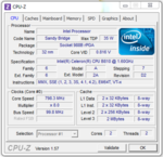 Celeron B810: częstotliwość taktowania i napięcie, LFM (low frequency mode)