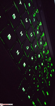 klawiatura jest podświetlana na zielono