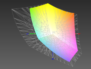 paleta barw matrycy FHD laptopa Dell Precision 7710 a przestrzeń kolorów Adobe RGB (siatka)