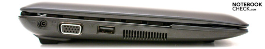 lewy bok: gniazdo zasilania, VGA, USB