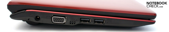 lewy bok: gniazdo zasilania, VGA, 2x USB
