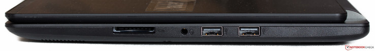 prawy bok: czytnik kart pamięci, gniazdo audio, 2 USB 2.0
