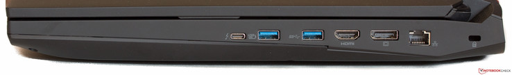 prawy bok: USB 3.1 Gen2 z Thunderboltem 3, 2 USB 3.0, HDMI, DisplayPort, LAN, gniazdo blokady Kensingtona
