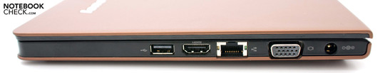 prawy bok: USB 2.0, HDMI, LAN, VGA, gniazdo zasilania