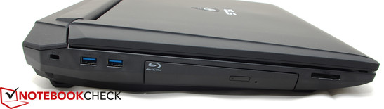 lewy bok: gniazdo blokady Kensingtona, 2 USB 3.0, napęd optyczny (Blu-ray), czytnik kart pamięci