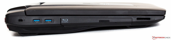 lewy bok: gniazdo blokady Kensingtona, 2 USB 3.0, napęd optyczny (Blu-ray), czytnik kart pamięci