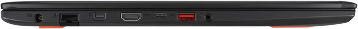 lewy bok: gniazdo zasilania, LAN, mini DisplayPort, HDMI, Thunderbolt 3, USB 3.0, gniazdo audio (fot. Asus)