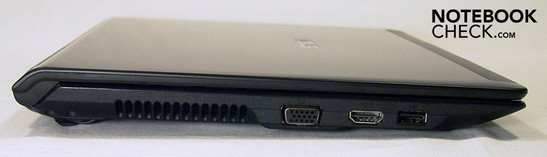 lewy bok: VGA, HDMI, USB