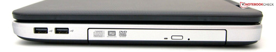 prawy bok: 2 USB 2.0, nagrywarka DVD